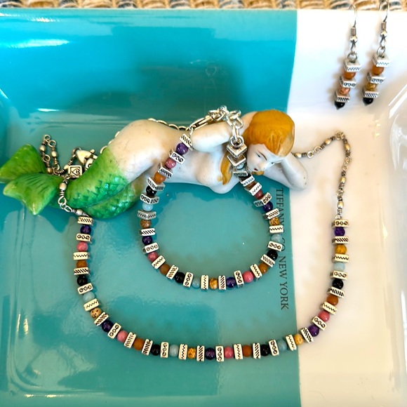 ⭐️KM⭐️Brighton CONFETTI semiprecious multicolor Silver Necklace Bracelet Earring - Picture 16 of 16